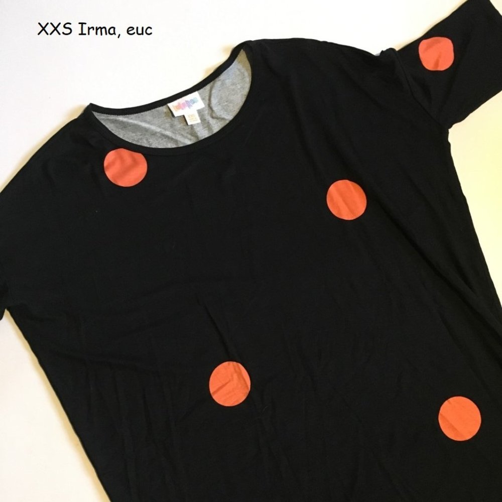 XXS Lularoe Irma oversized tunic, polka dots